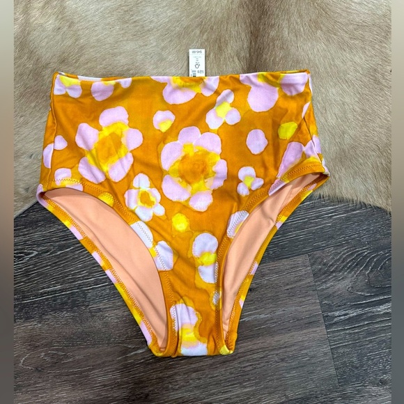 Madewell Second Wave Retro High Waist Bikini Bottom Watercolor Floral XS NWT - Picture 1 of 5